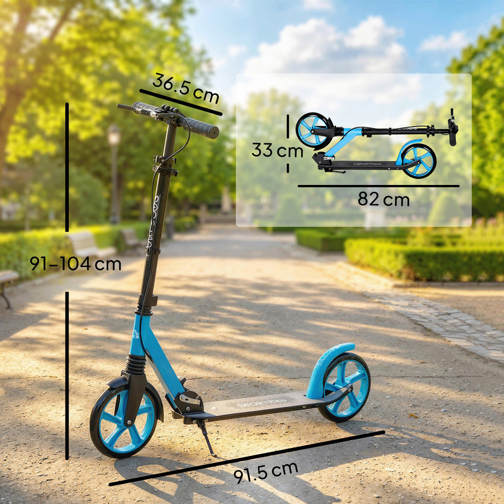 HOMCOM Blue Adjustable Folding Kick Scooter Image 9