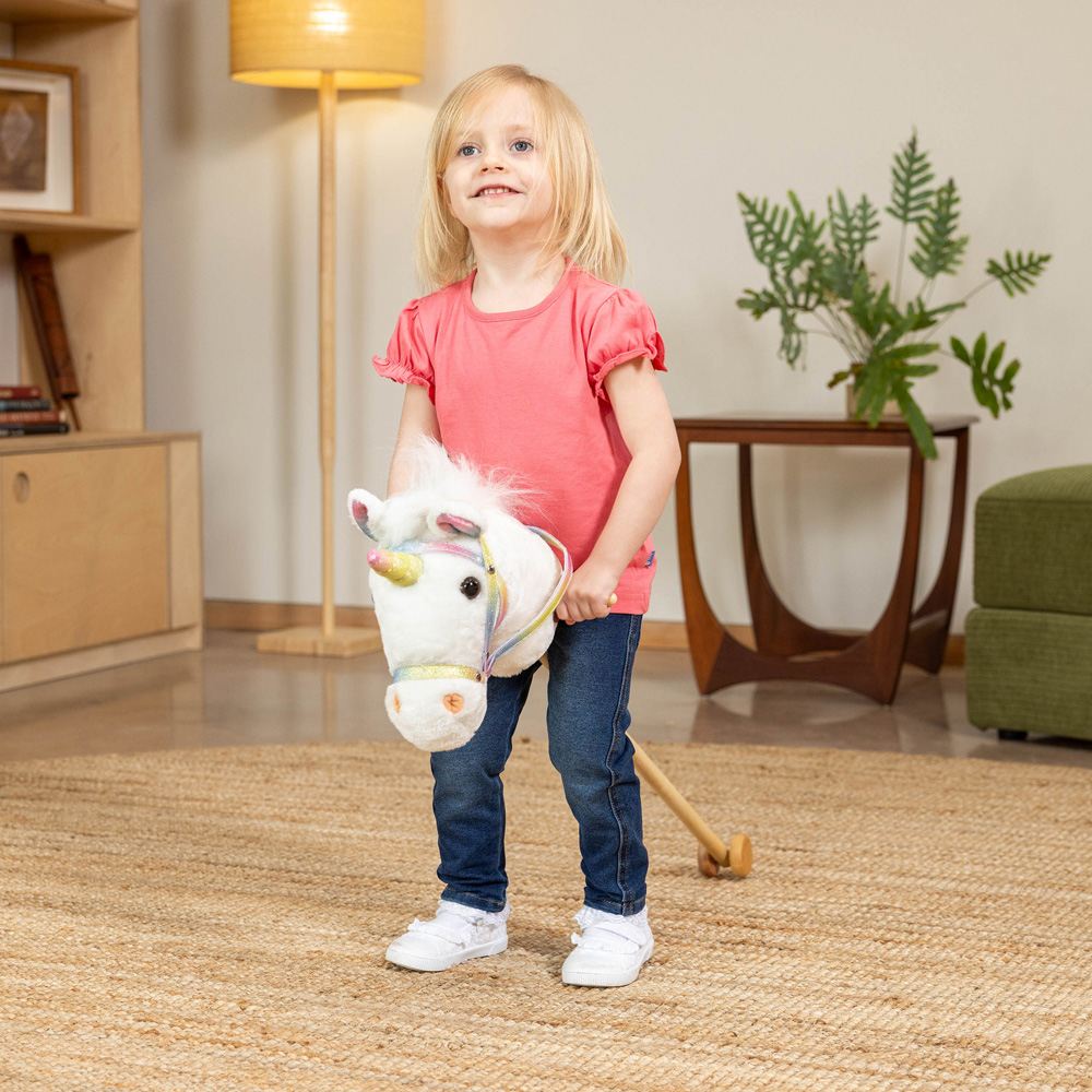 Toyrific Kids White Unicorn Interactive Hobby Horse Stick Toy Image 2