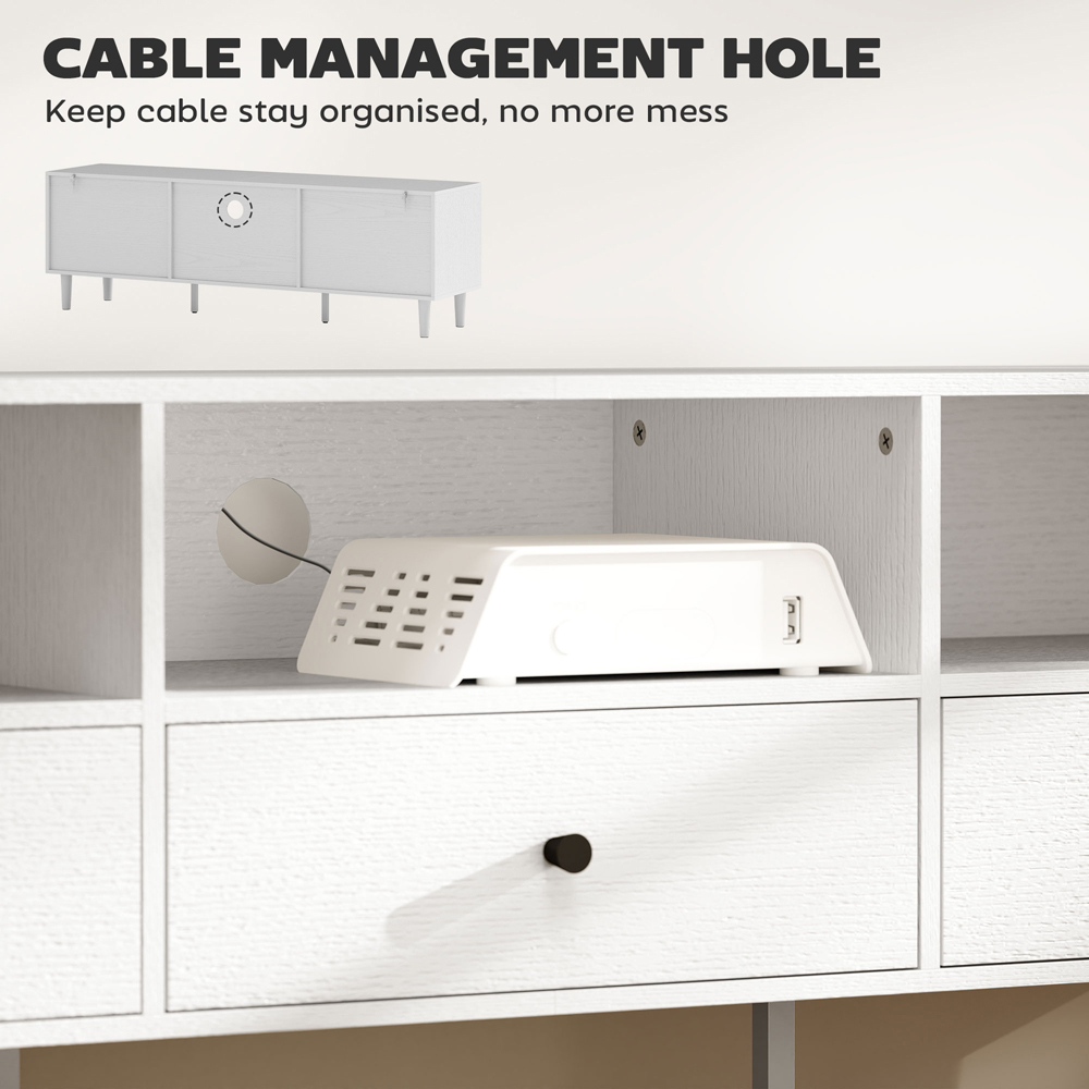 HOMCOM 3 Drawer 3 Shelf White TV Unit Image 7