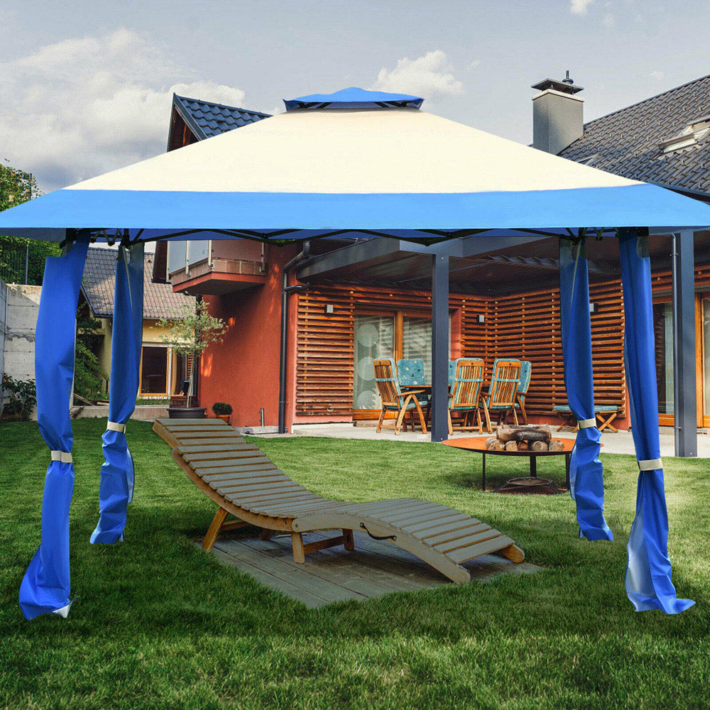 Costway Blue Large Adjustable Height Gazebo Canopy Image 4