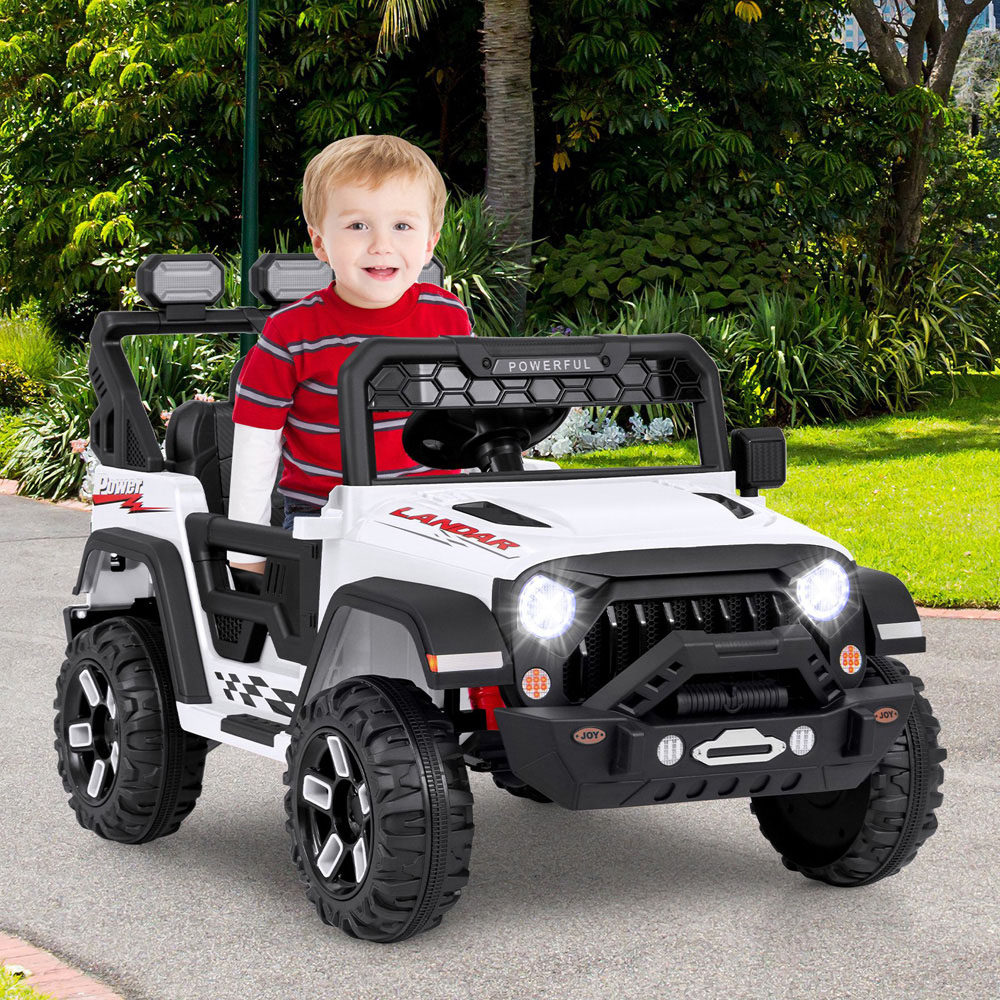 Costway Kids White Ride On Truck with Remote Control and Wireless Connection 12V Image 2