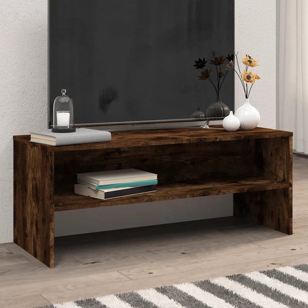 vidaXL Single Shelf Smoked Oak TV Cabinet Image 1