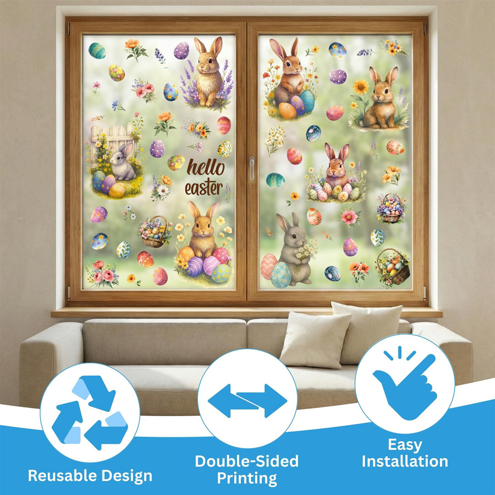 Walplus Easter Bunny Garden Window Cling Sticker Set 72 Piece Image 6