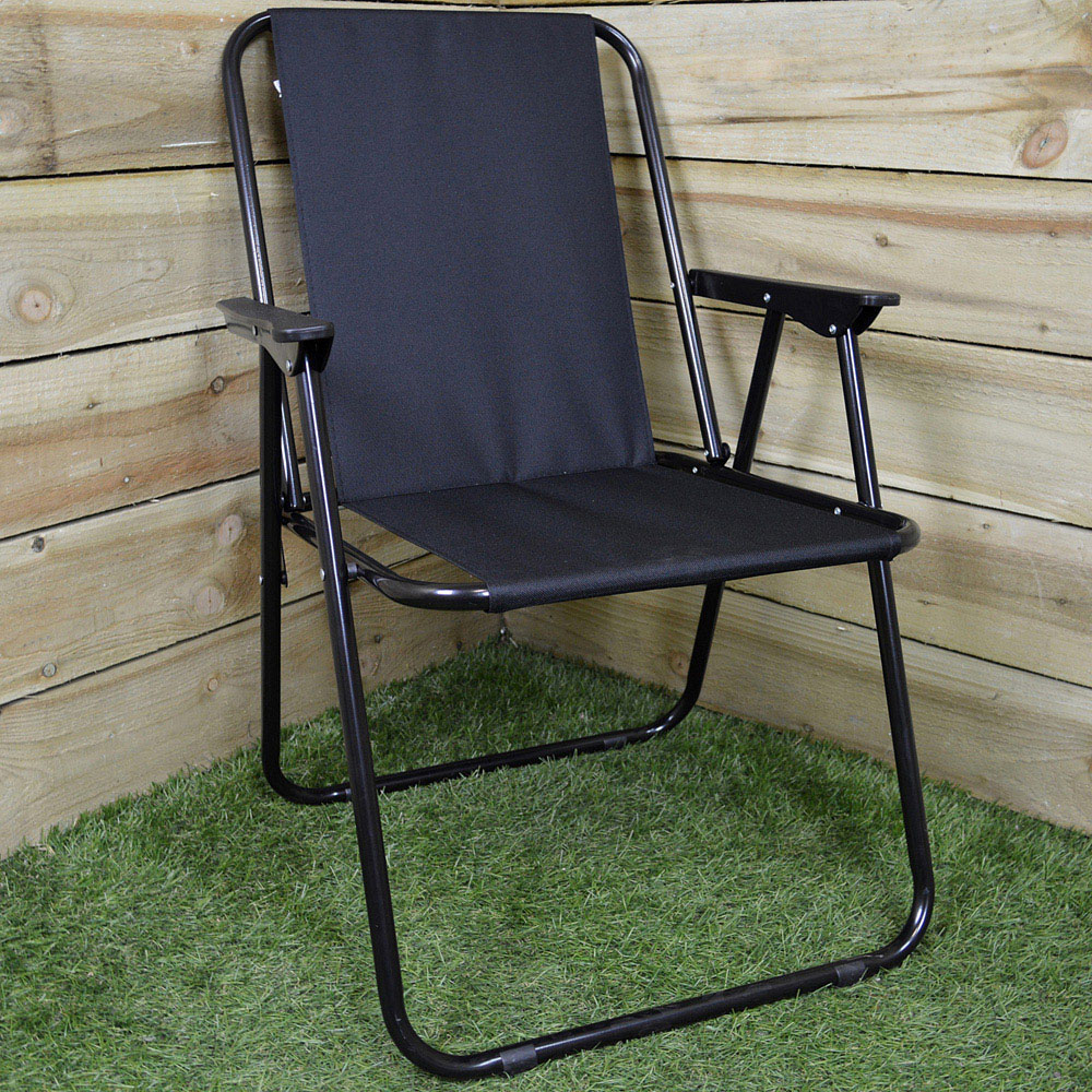 Samuel Alexander Black Folding Canvas Camping Chair Set of 2 Image 2