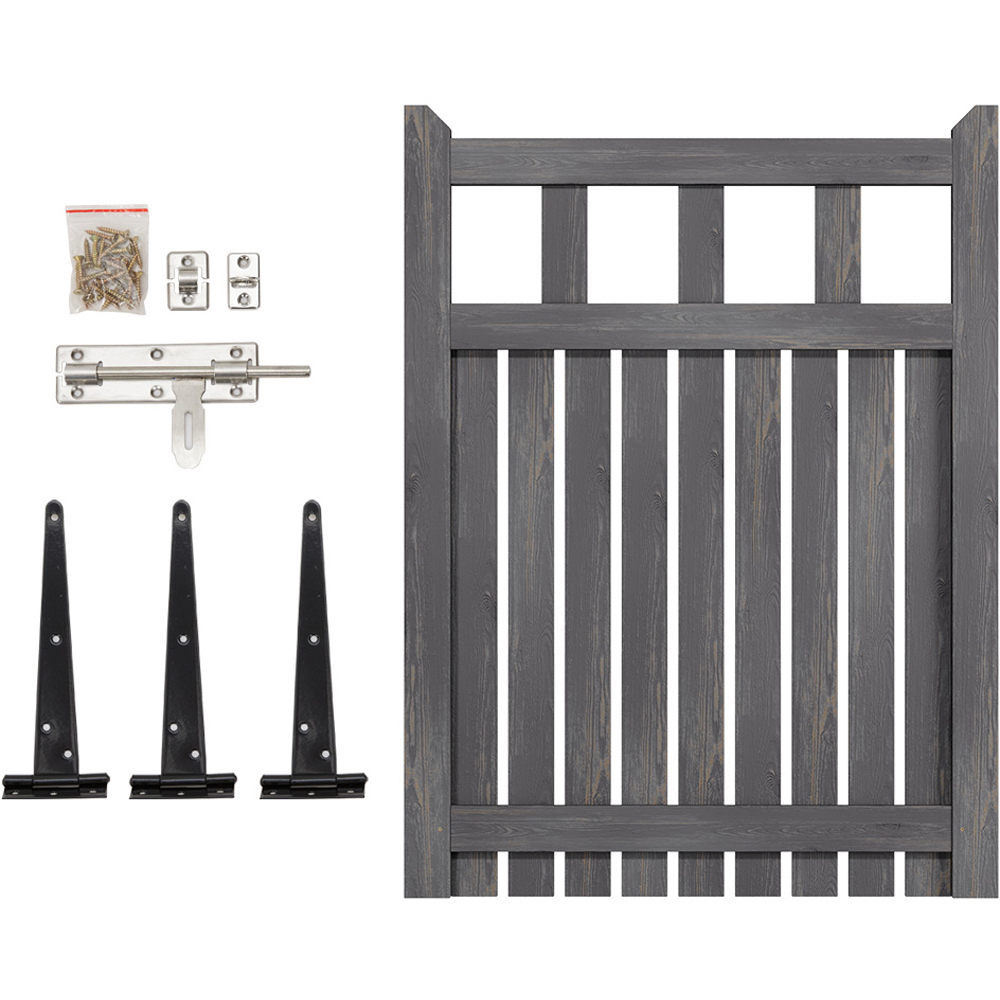 Living and Home Grey Wooden Garden Fence Door 90 x 120cm Image 3