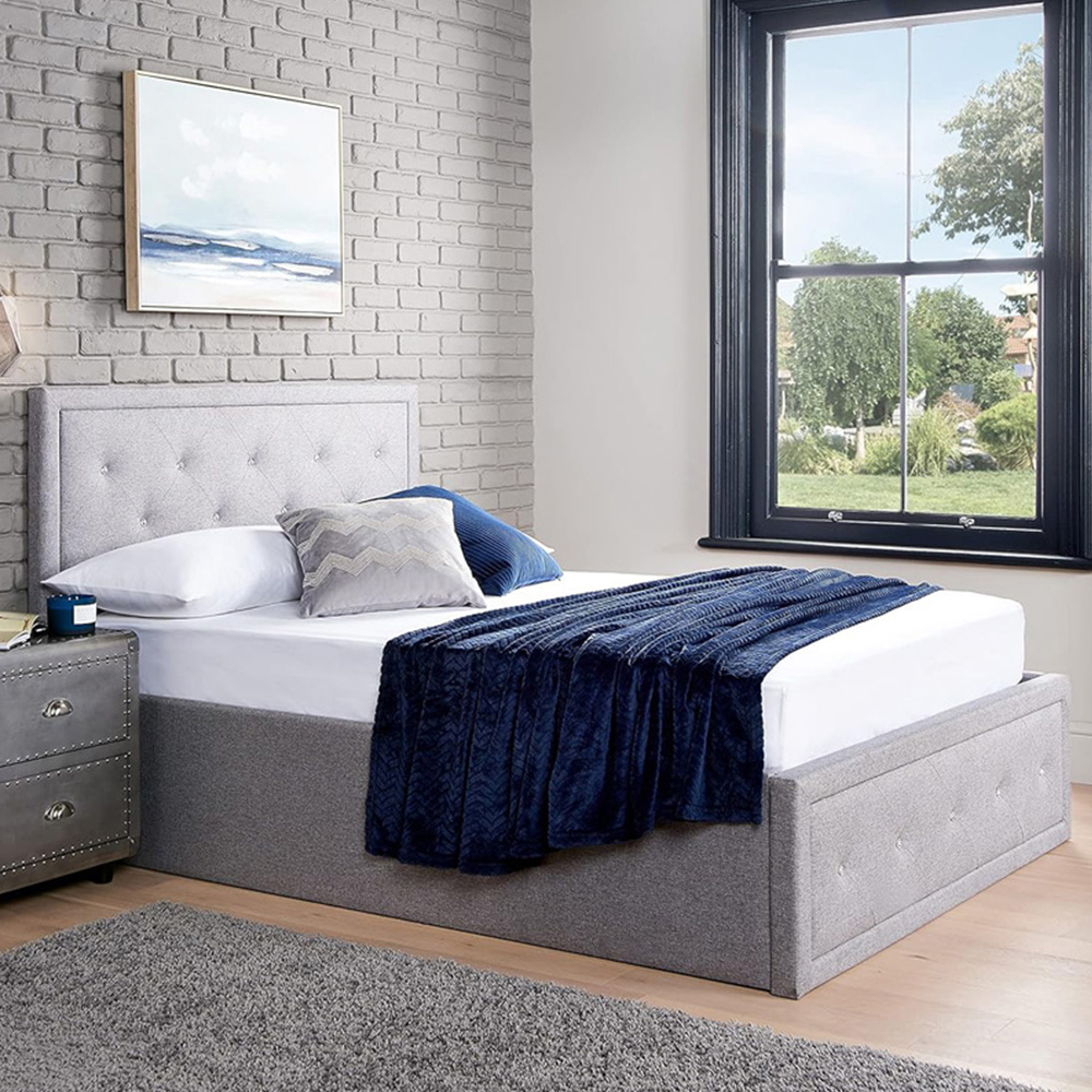 Home Treats Single Crystal Grey Ottoman Bed Image 1