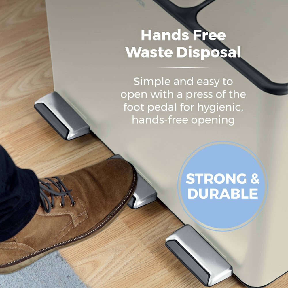Tower Triple Recycling Cream Pedal Bin 45L Image 4