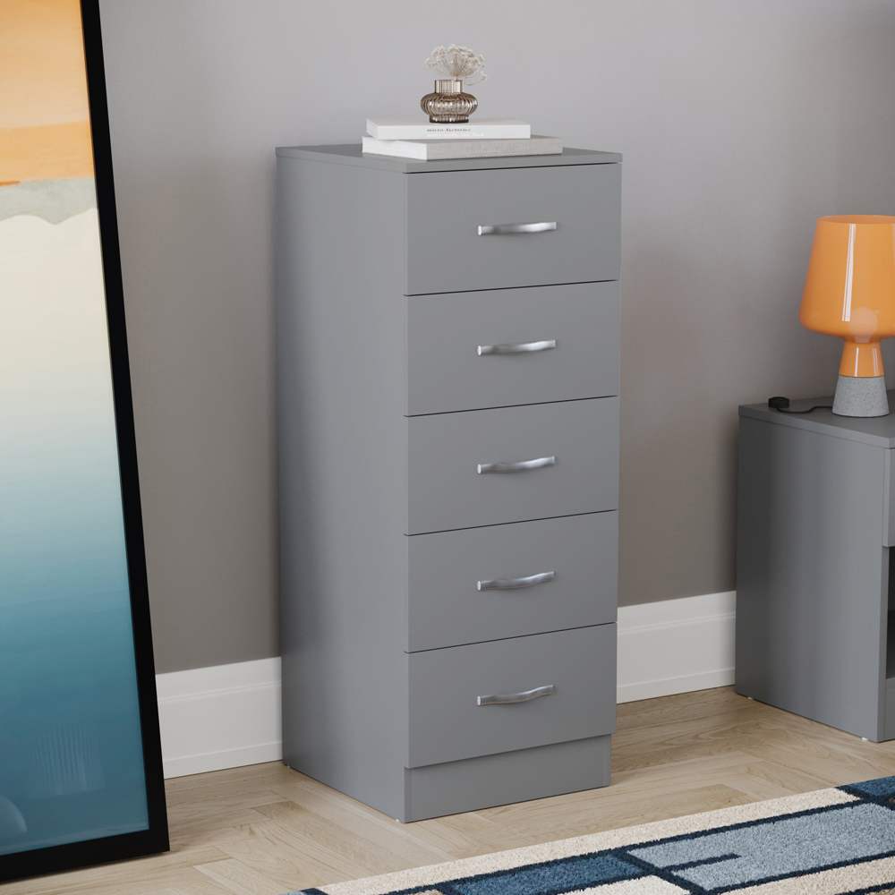 VIDA DESIGNS Riano Grey 3 Piece Narrow Bedroom Furniture Set Image 3