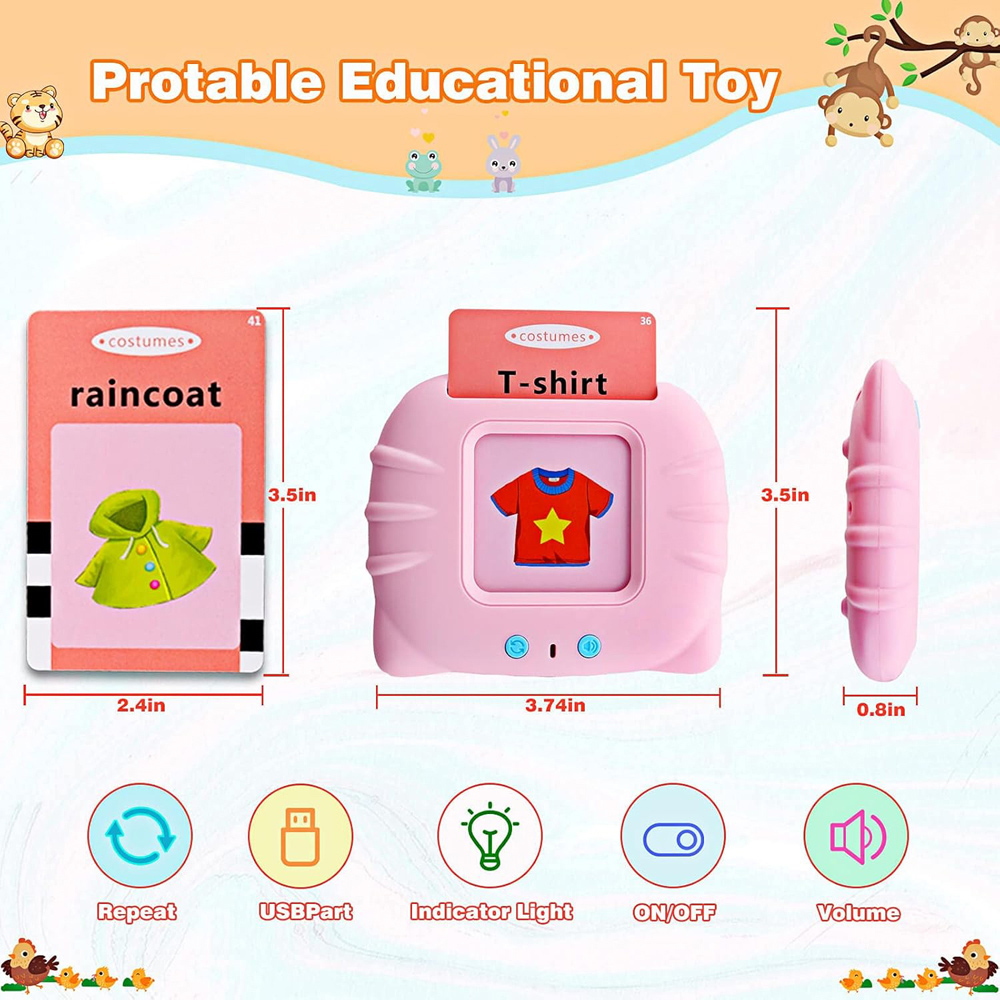 Dyzi Toddlers Pink Talking Flash Card Learning Toy Image 6