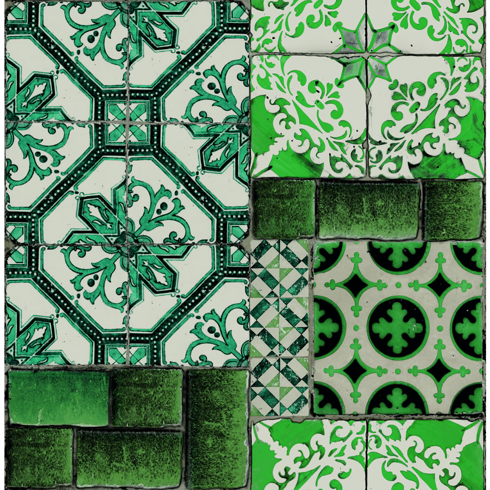 Superfresco Easy Wallpaper Portuguese Tile Green Image 1