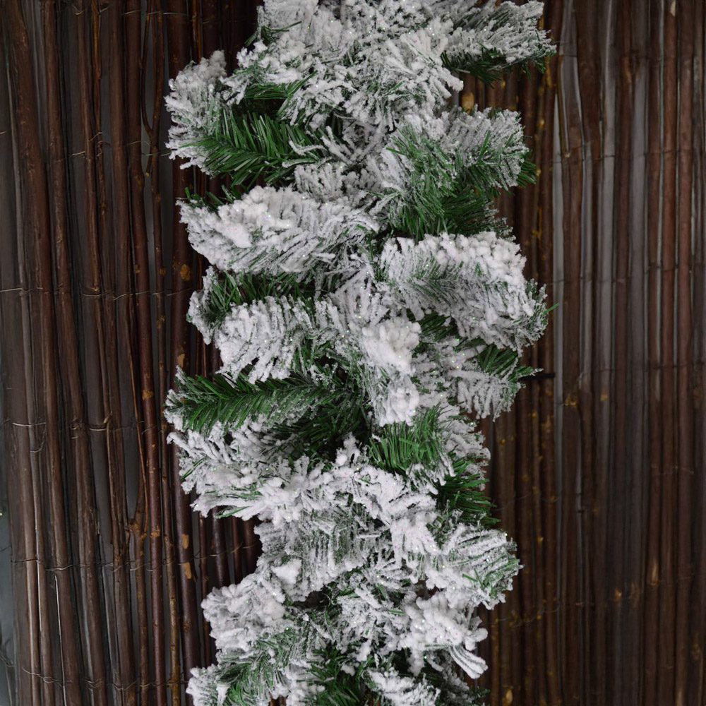 Premier Snow Flocked Pine Christmas Garland with Glitter Finish 270cm Image 3