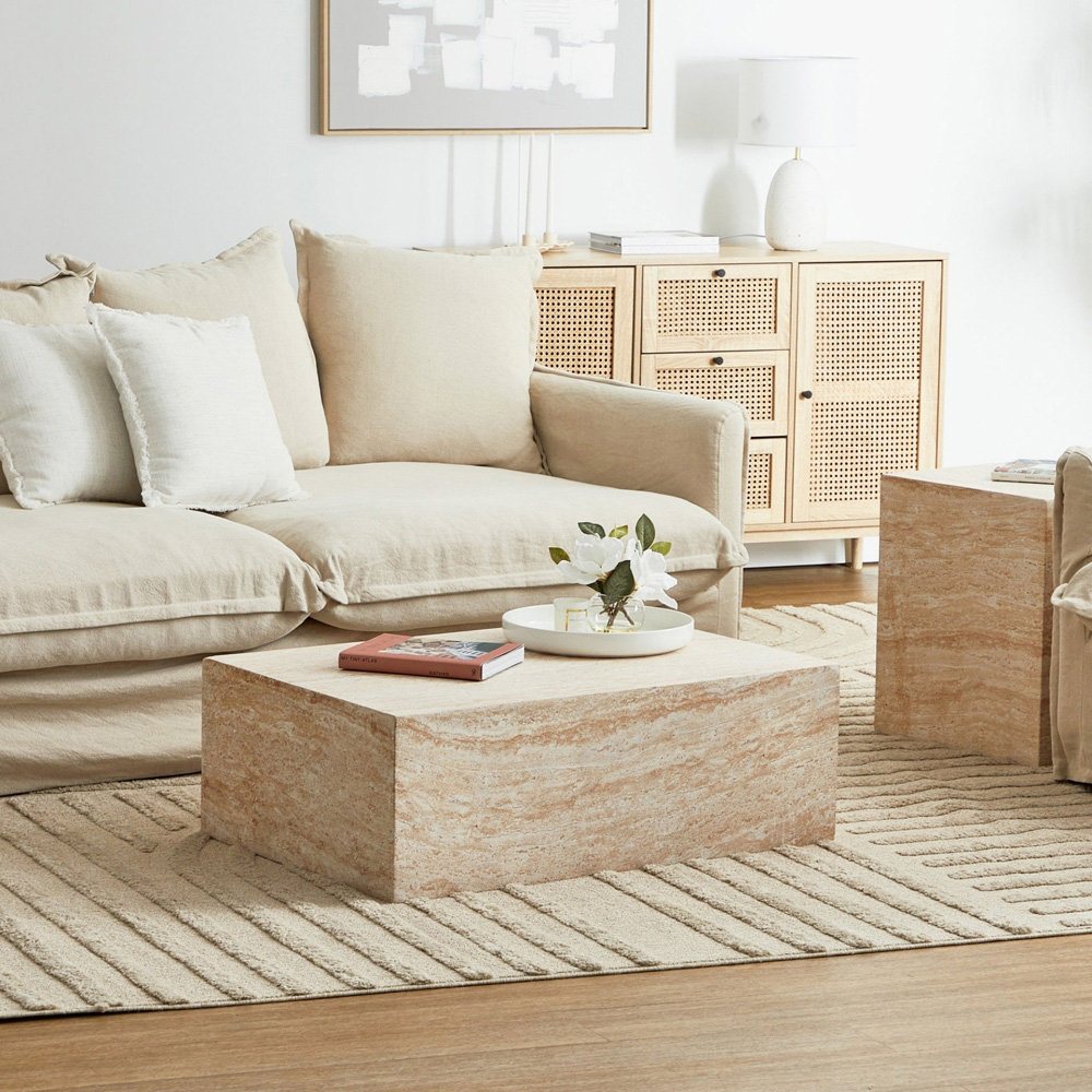 Desser Pisa Travertine Effect Rectangle Coffee Table Image 5