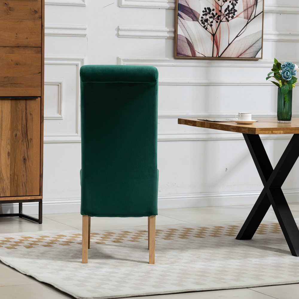 Artemis Home Rimini Set of 2 Green Velvet Fabric Dining Chair Image 6