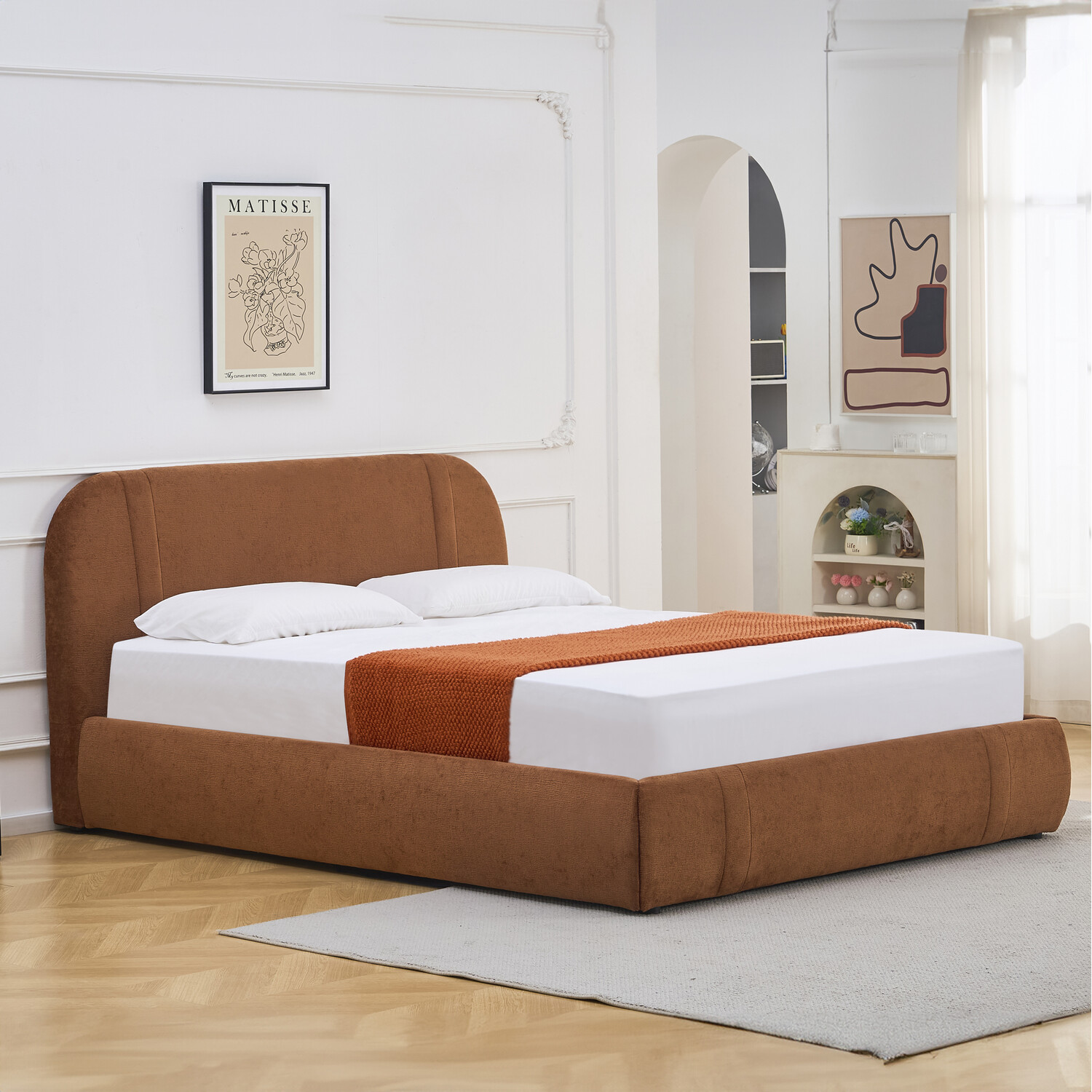 Rhea Ottoman Bed Brown King Image 1