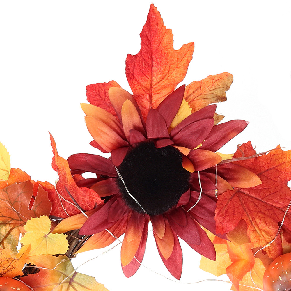 Living and Home LED Artificial Maple Leaves and Sunflower Swag 60cm Image 4