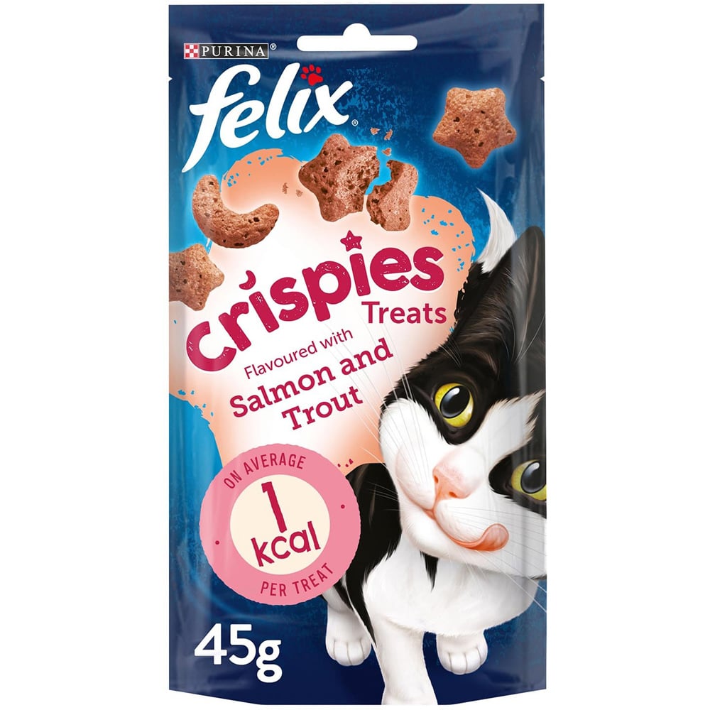 Felix Crispies Salmon and Trout Adult Cat Treat 45g Image 1