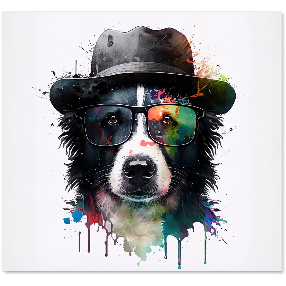 Warren Reed Designer Border Collie Dog Splashart Glass Kitchen Splashback 65 x 70cm Image 2
