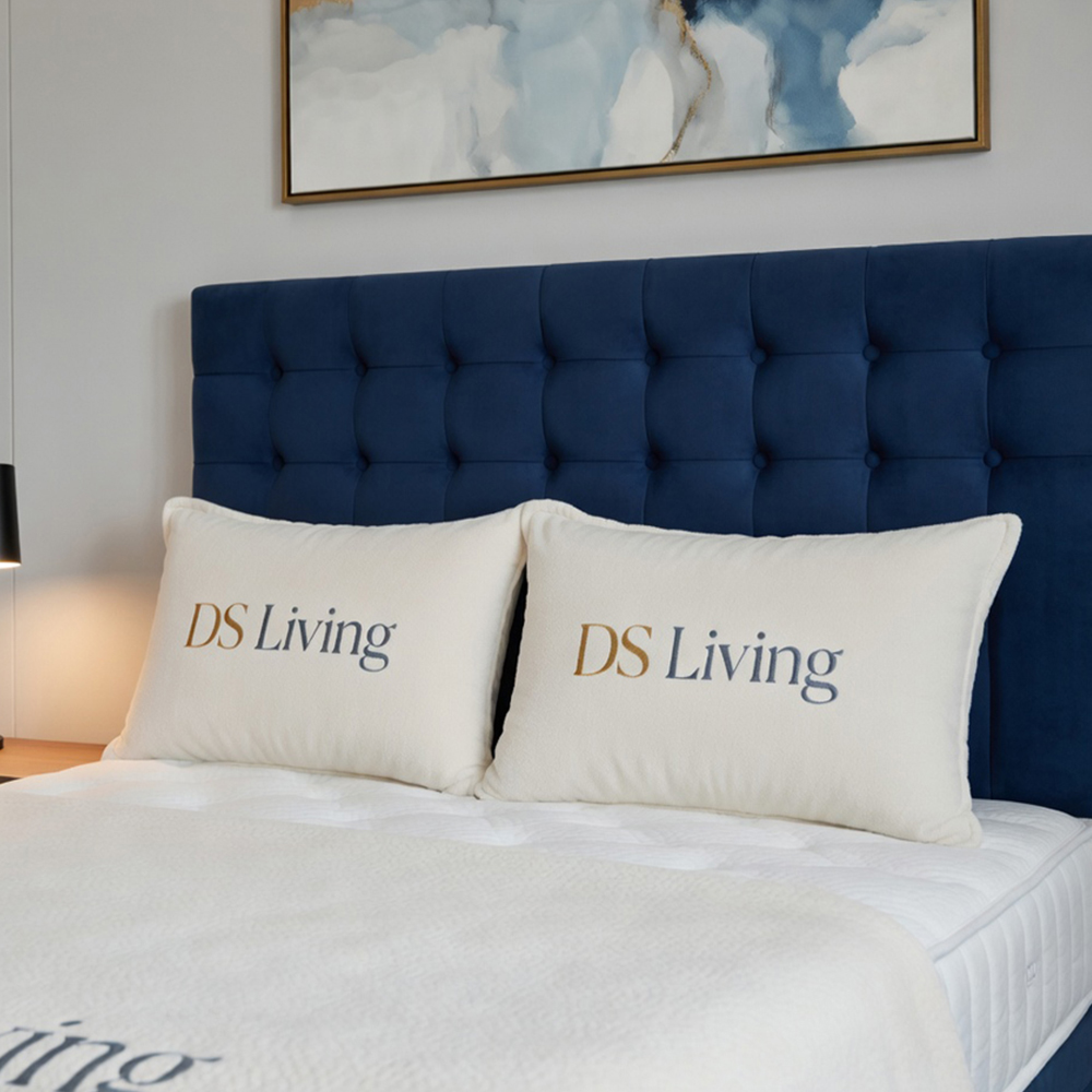 DS Living Casia Super King Size Dark Blue Plush Velvet Divan Bed with 4 Drawer Image 1