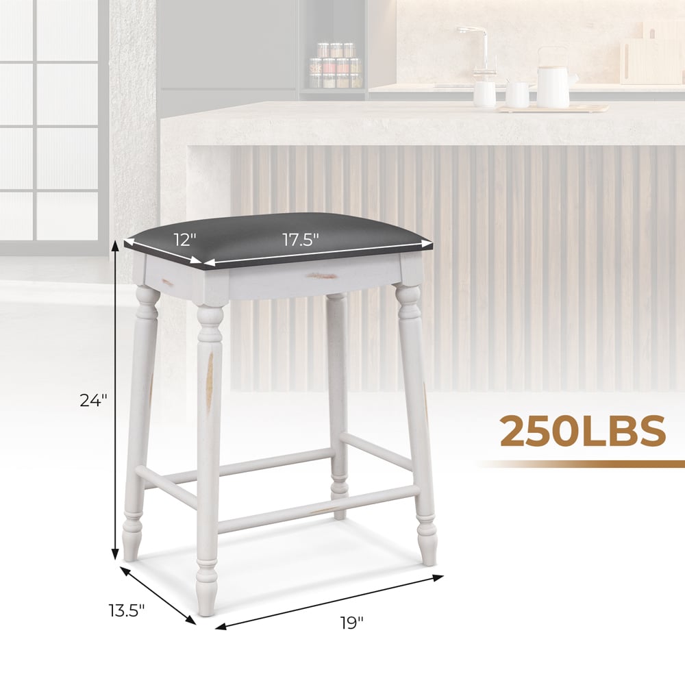 Costway Upholstered Bar Stool Set of 2 Image 8