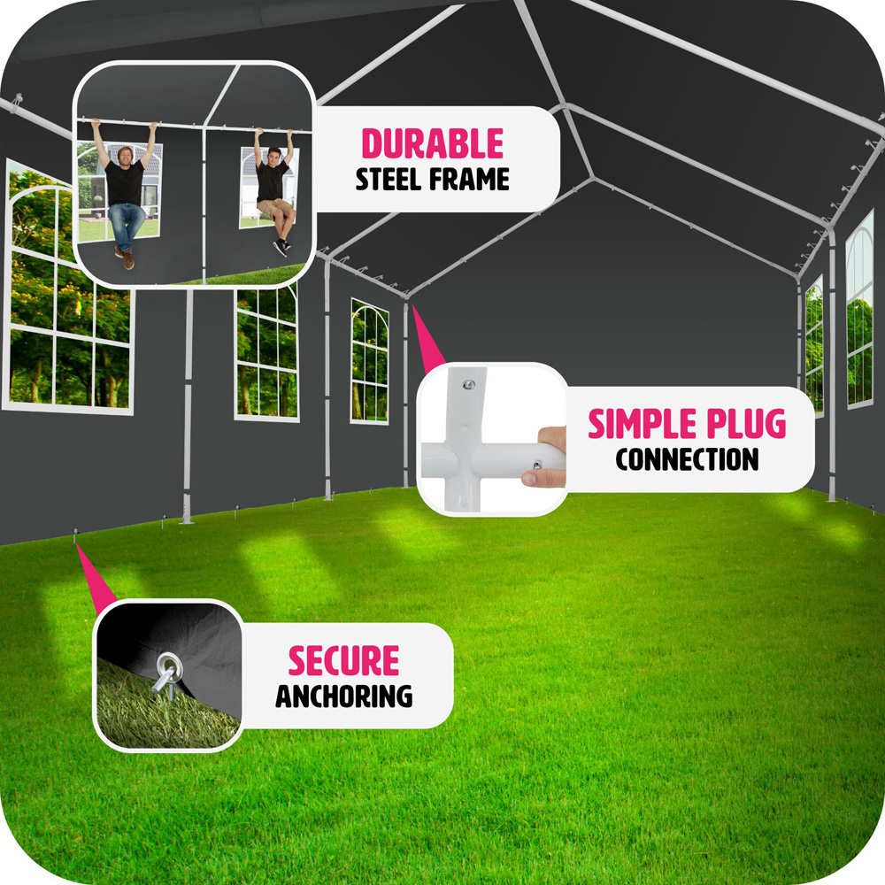 tectake Jasko 6 x 4m Grey Side Panel Plug In Gazebo Image 7