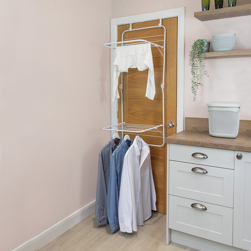 JVL White Over Door Clothes Drying Rack 8.5m Image 6