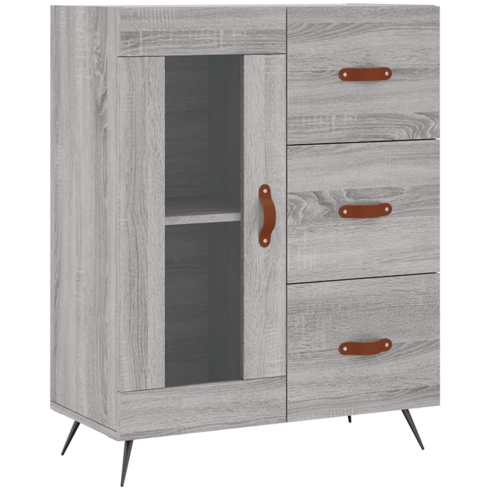 vidaXL Single Glass Door 3 Drawer 3 Shelf Grey Sonoma Tall Highboard Image 7