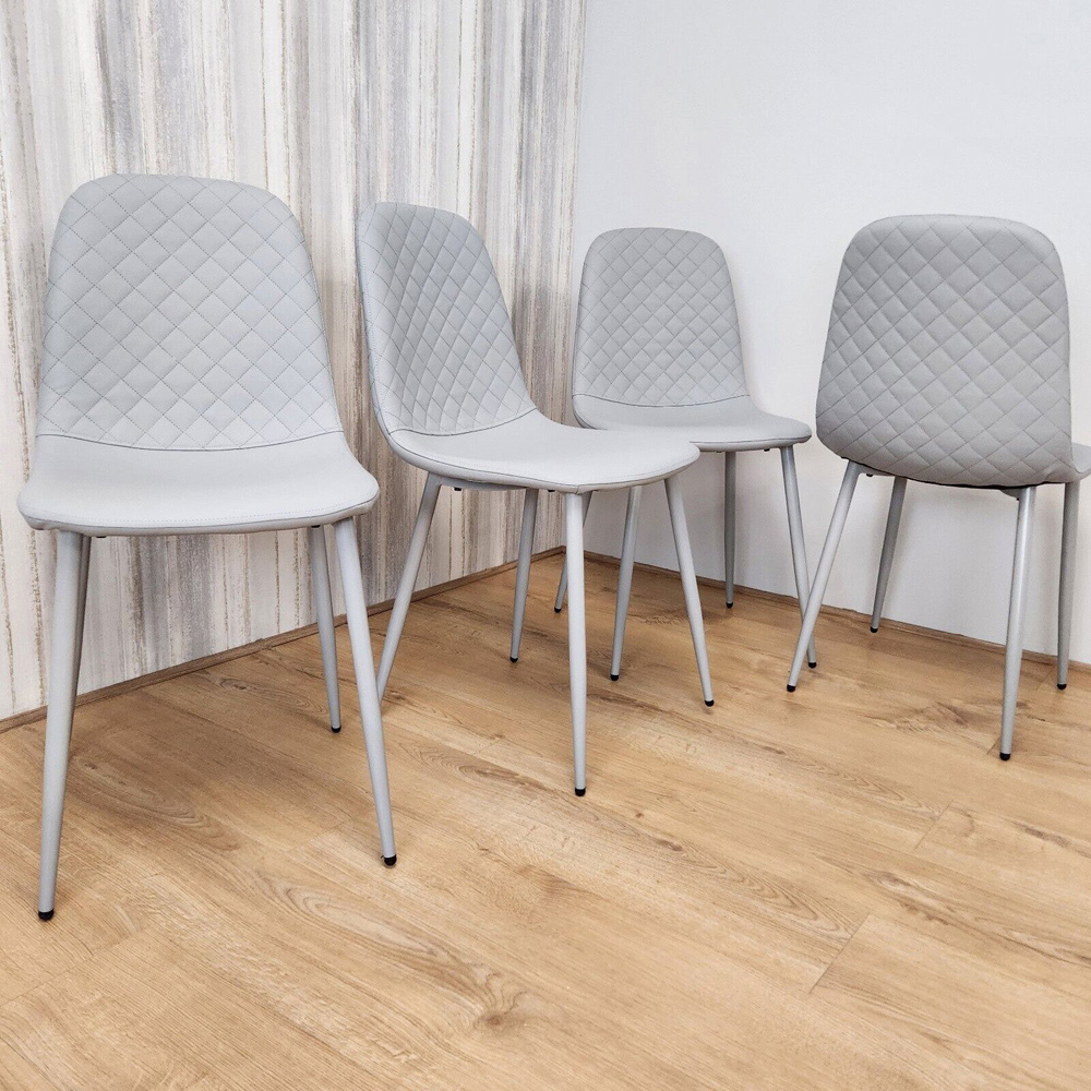 Denver Set of 4 Grey Leather Dining Chairs Image 3