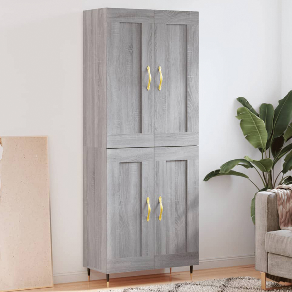 vidaXL 4 Door Grey Sonoma Highboard Image 1