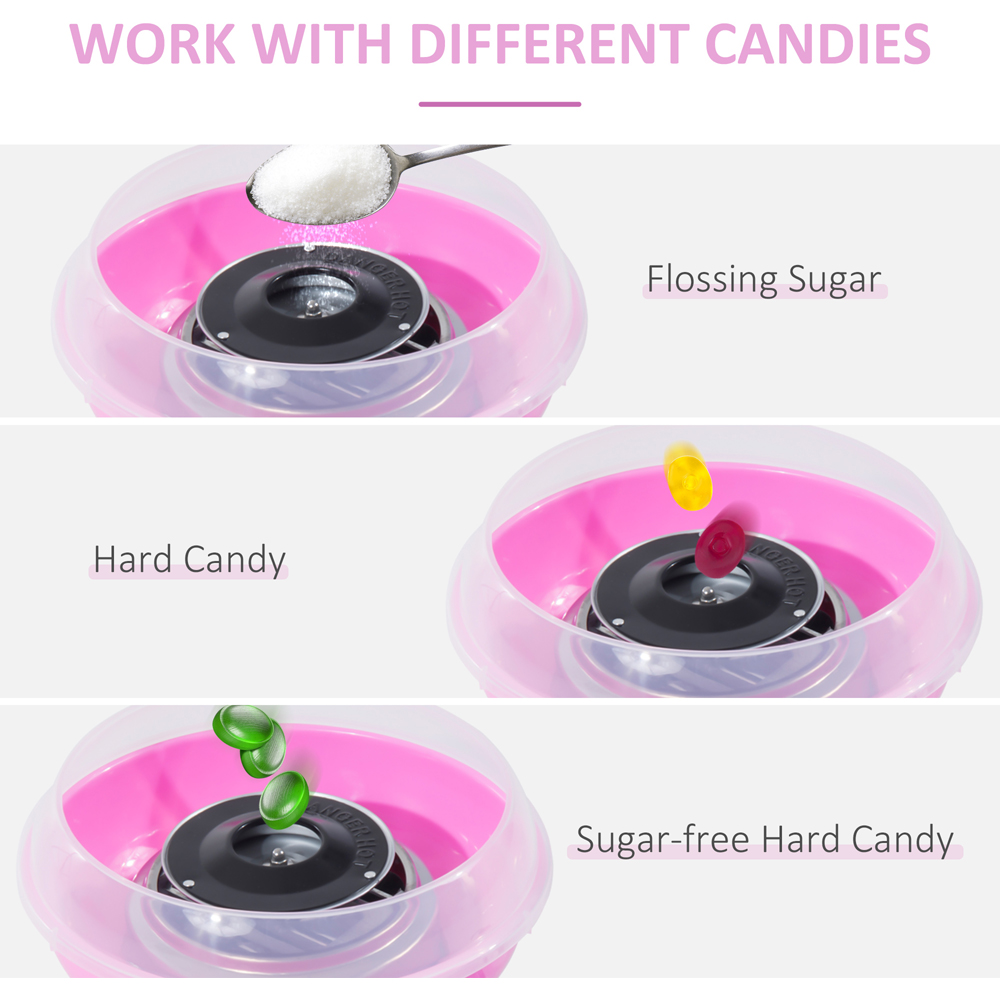 HOMCOM 800-017PK Pink Electric Cotton Candy Machine with Equipment 550W Image 6