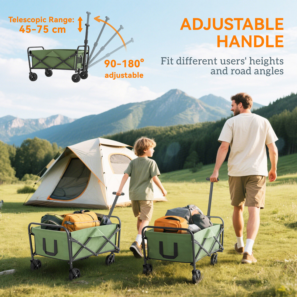 Outsunny 62L Green Heavy Duty Folding Garden Trolley Image 4