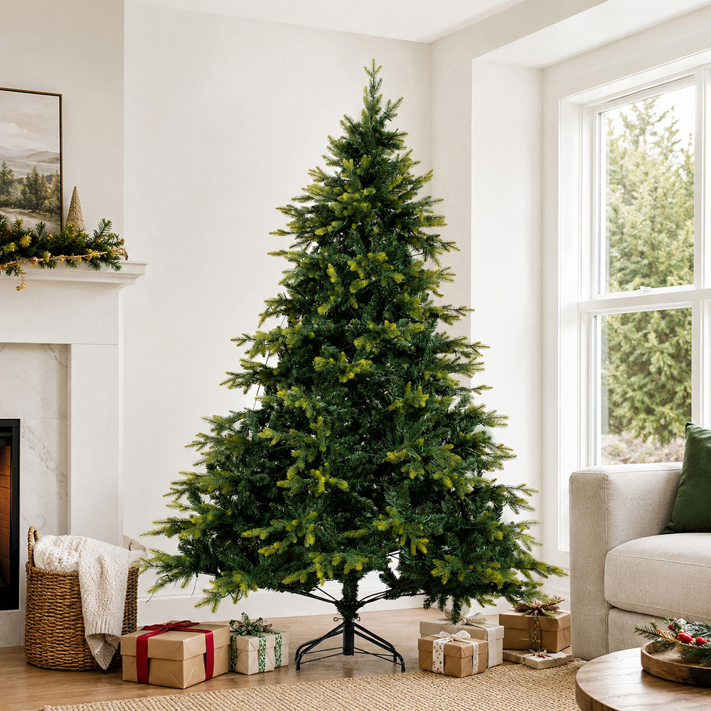 Abrihome Green Artificial Christmas Tree with 1250 Mixed Tips 7ft Image 3
