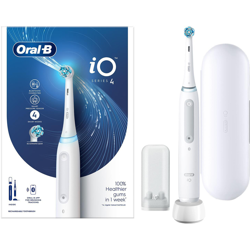 Oral-B iO4 White Bluetooth Rechargeable Electric Toothbrush with 8 3D White Refill Head Image 5