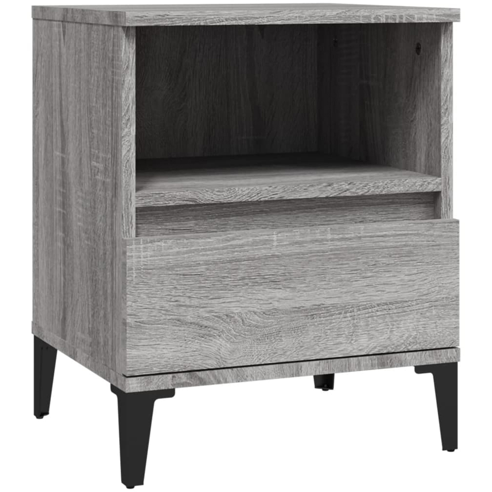 vidaXL Single Drawer Single Shelf Grey Sonoma Wooden Bedside Cabinet Image 7