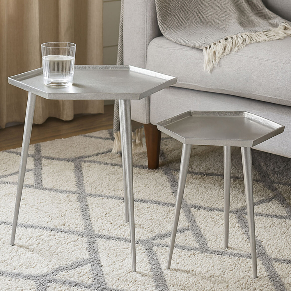 Premier Housewares Halle Hexagonal Side Table Set of 2 Image 1