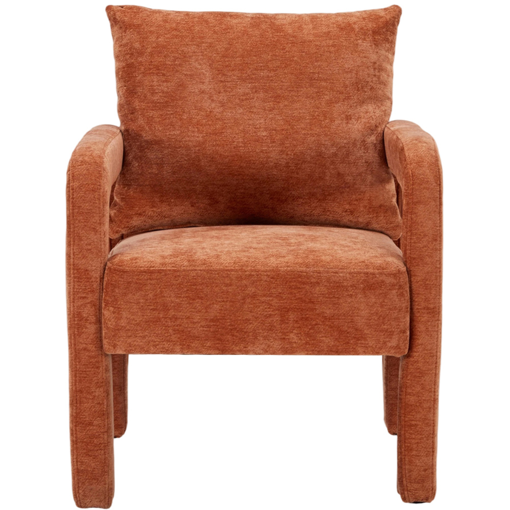 Living and Home Orange Chenille Upholstered Accent Chair with Lumbar Pillow Image 3