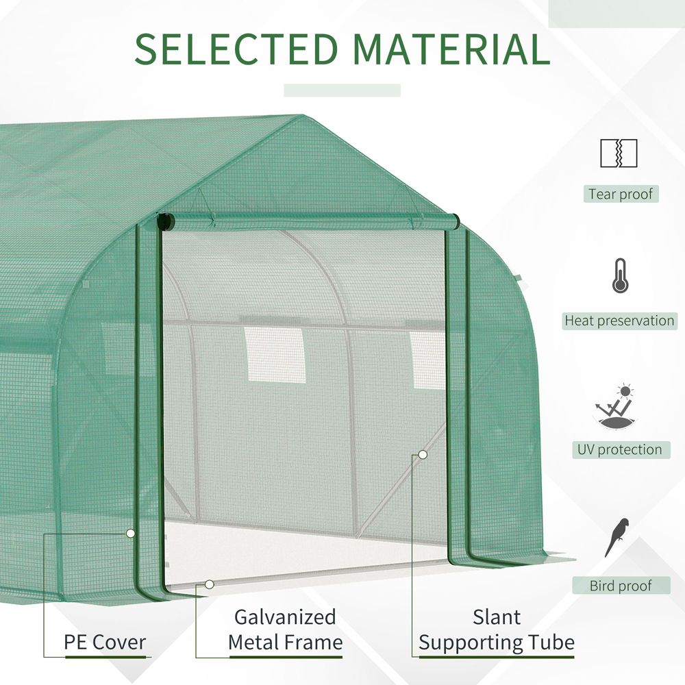 Outsunny Green 11.5 x 10ft Walk In Polytunnel Greenhouse Image 3
