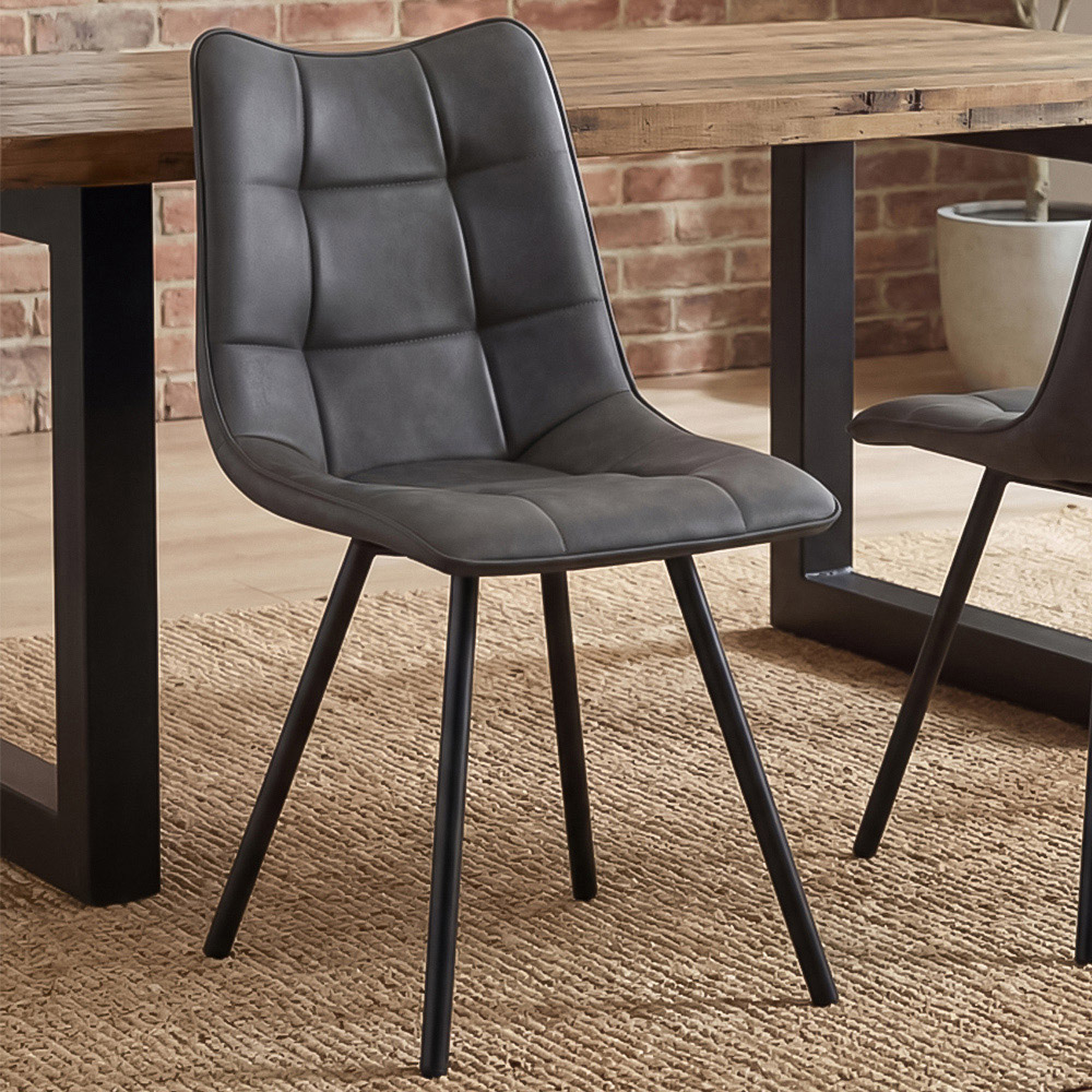 Portland Harper Grey Faux Leather Dining Chair Image 1