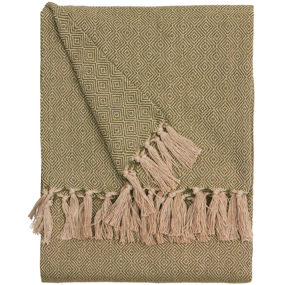 Furn Dessa Green Geometric Woven Throw 130 x 180cm Image 1