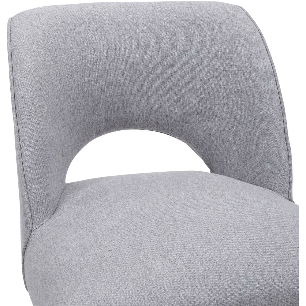 Living and Home Set of 2 Grey Chenille Curved Cutout Backrest Dining Chair Image 4