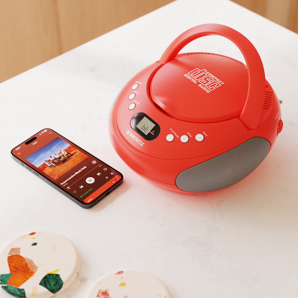Oakcastle CD250 Portable CD Player Boombox Red Image 5