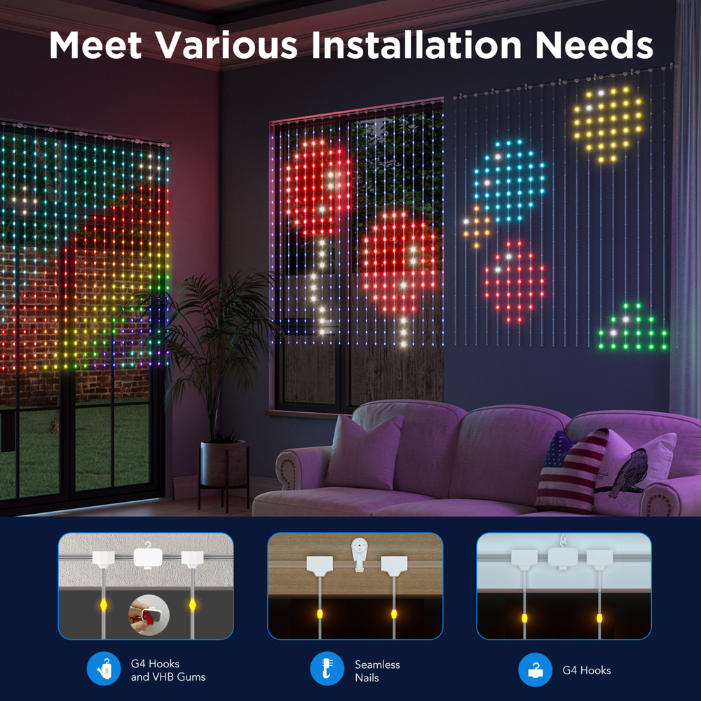 Govee Netflix Version 400 RGBIC Teardrop LED Smart Curtain Light 1.5 x 1.5m Image 4