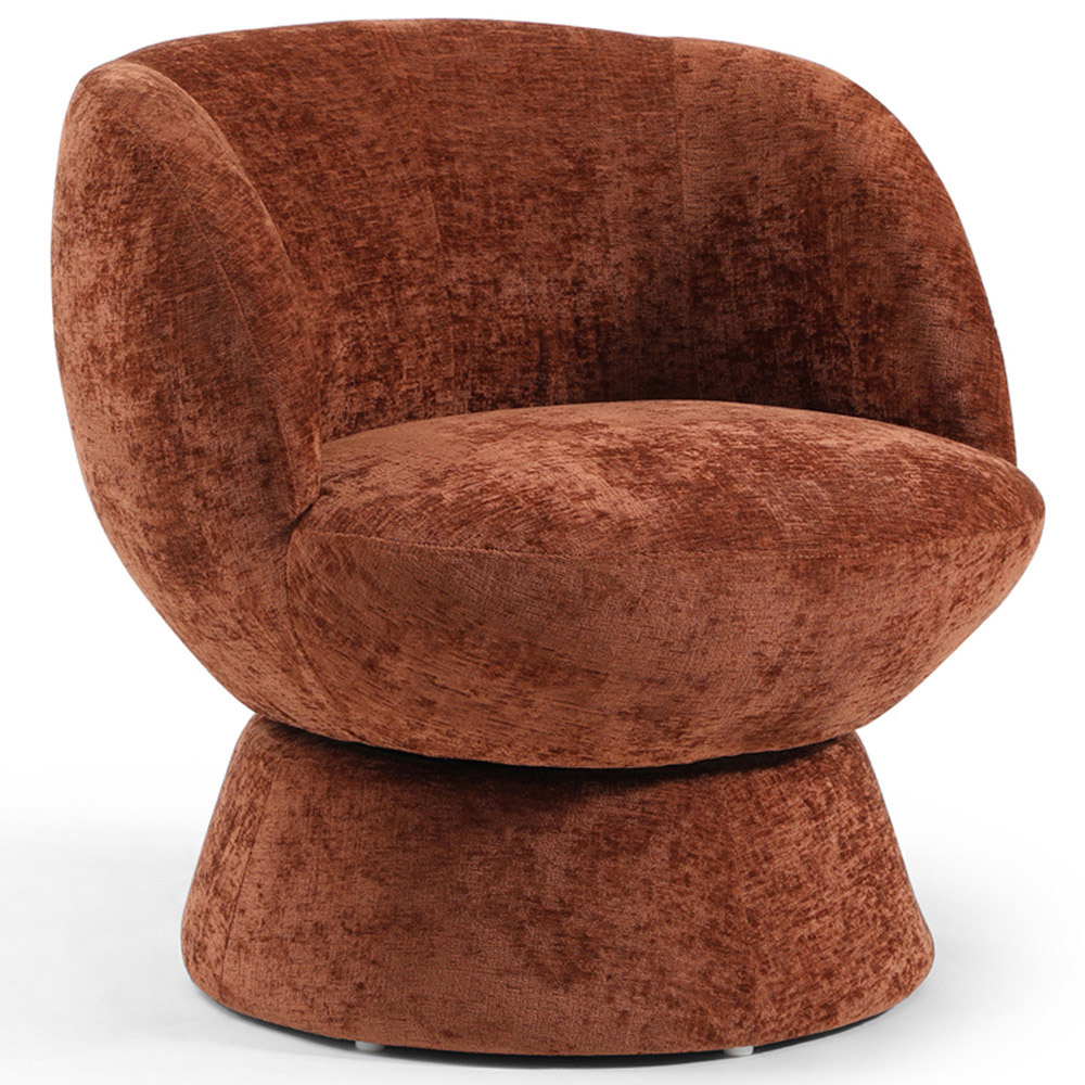 Tom Terracotta Chenille Swivel Accent Tub Chair Image 3