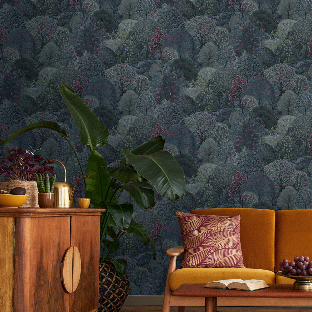 Holden Tree Tapestry Navy Berry Wallpaper Image 3