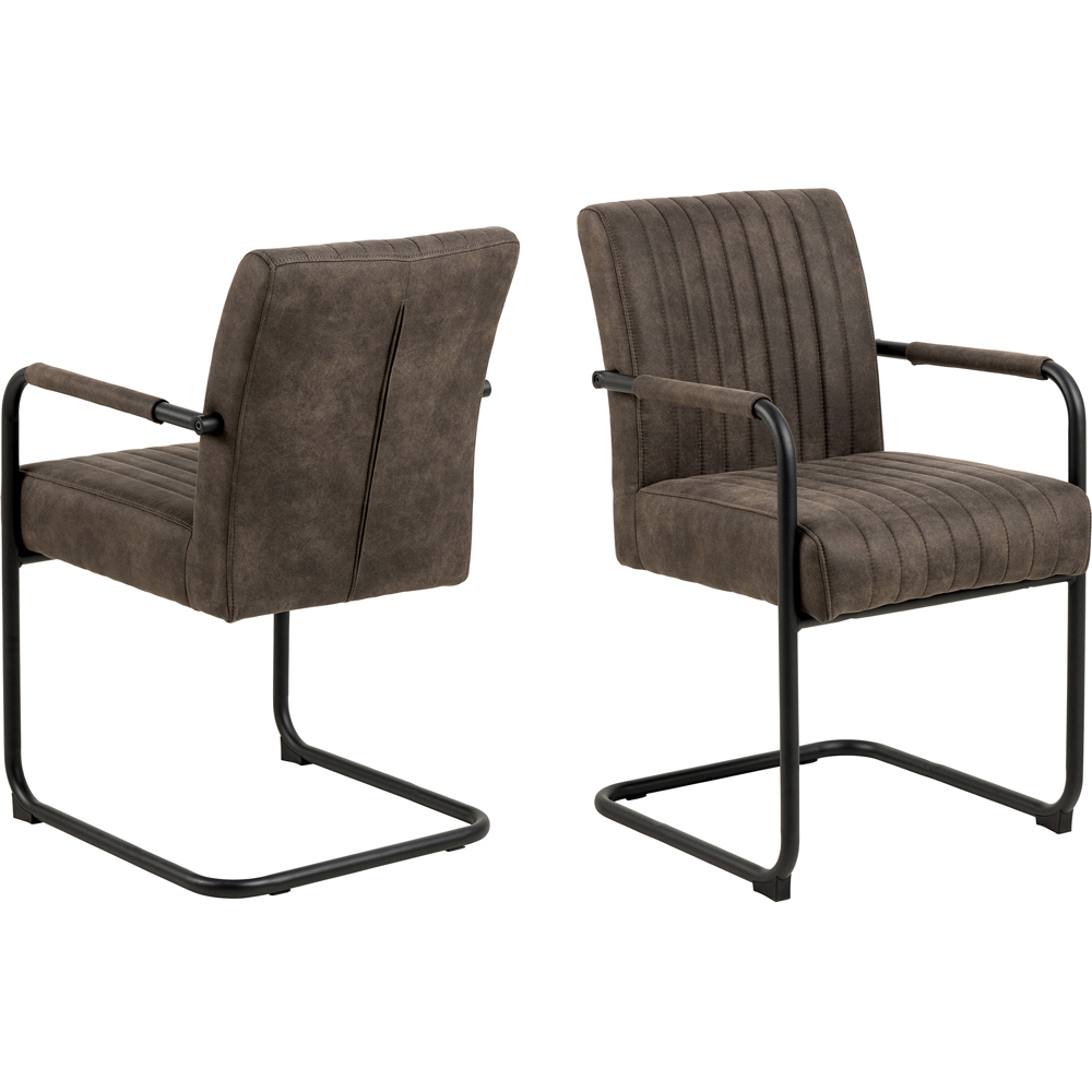 Florence Adele Set of 2 Grey Fabric Dining Chairs Image 4