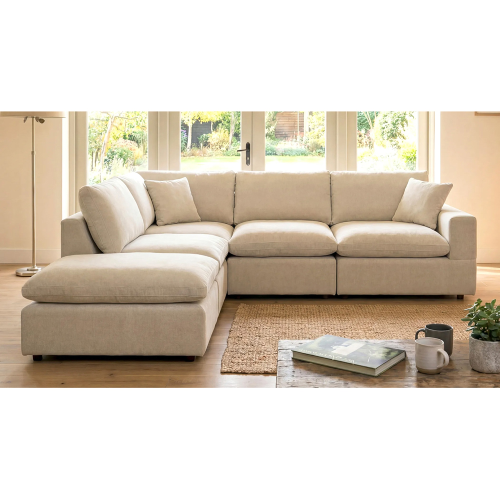 Artemis Home Cotleigh 5 Seater Oat Textured Fabric Reversible Corner Sofa Image 2