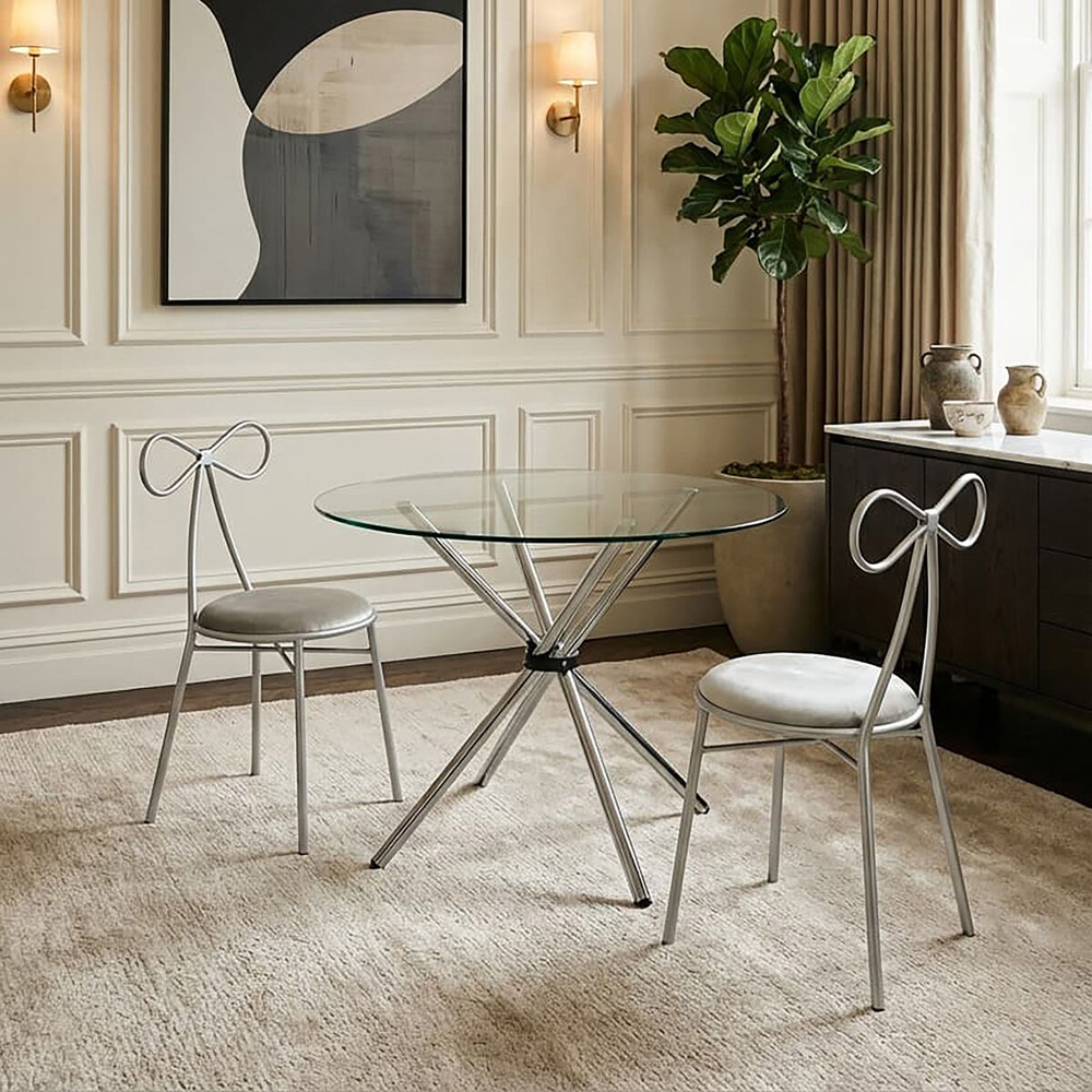 Premier Housewares Afton 2 Seater Dining Table with Clear Glass Top Image 6