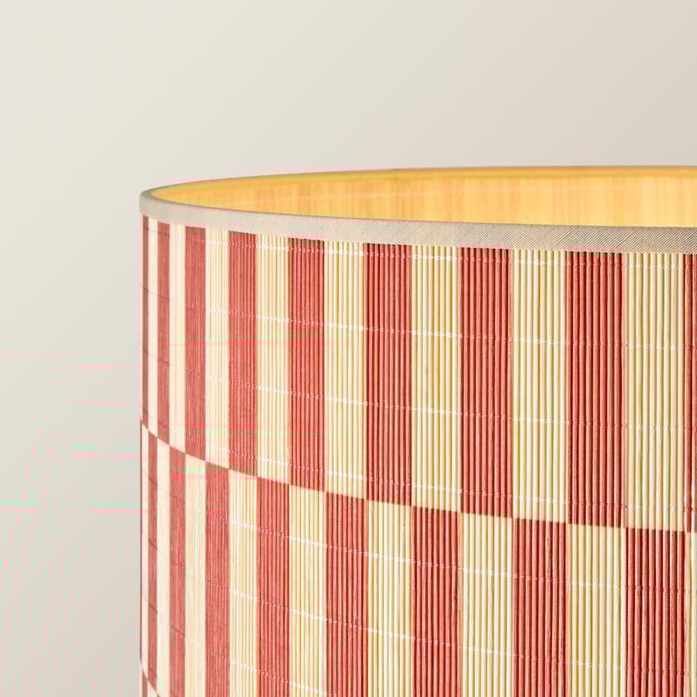 ValueLights Lottie Orange Checkerboard Bamboo Shade Wooden Tripod LED Floor Lamp with Bulb Image 5