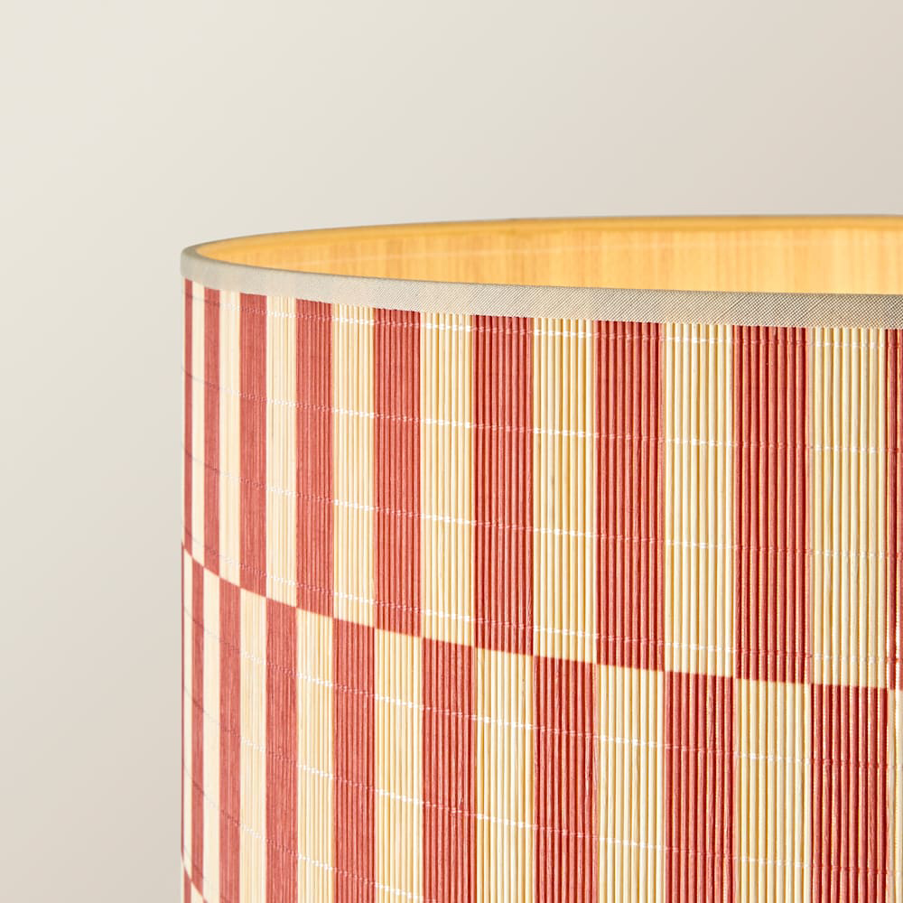 ValueLights Heather Orange Checkerboard Bamboo Shade Light Wood LED Floor Lamp with Bulb Image 5