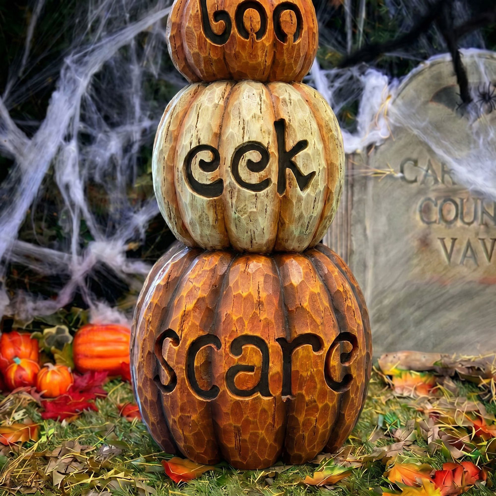 wilko Warm White LED Halloween Stacked Pumpkin Ornament 2.1ft Image 4