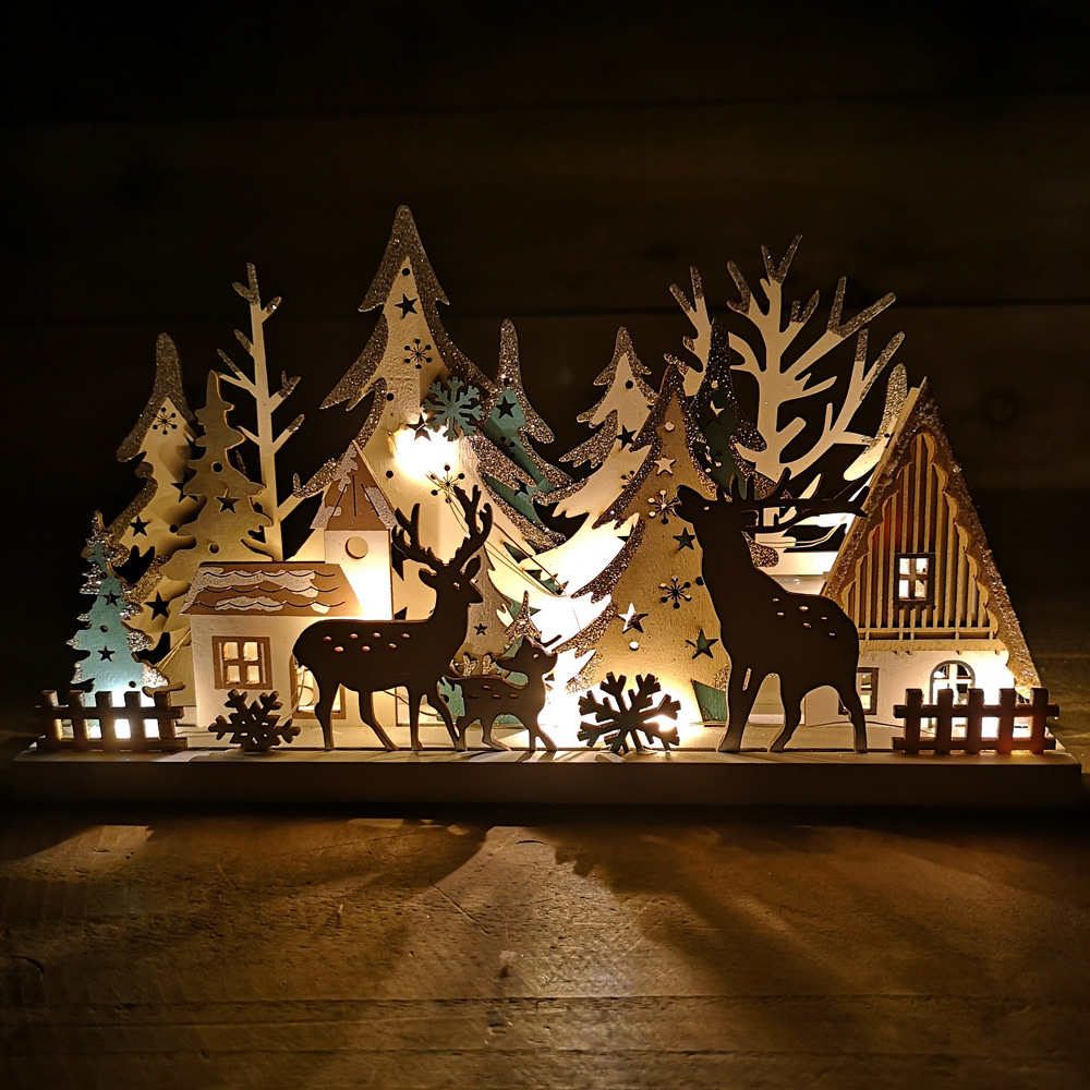 Samuel Alexander LED Wooden Reindeer Scene Silhouette Christmas Decoration Image 4